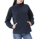 Suéter de fibra polar con cremallera para mujer, cuello alto, con bolsillo, suéter de manga larga – GIMECEN.
